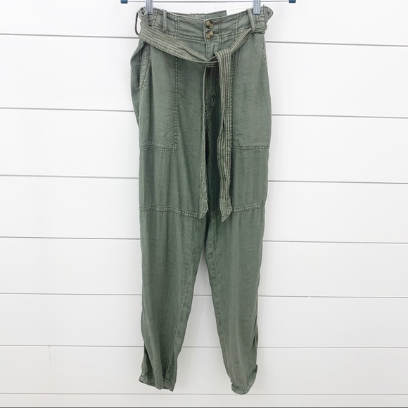 American Eagle Outfitters Pants - American Eagle Army Green Hi-Rise Linen Pants